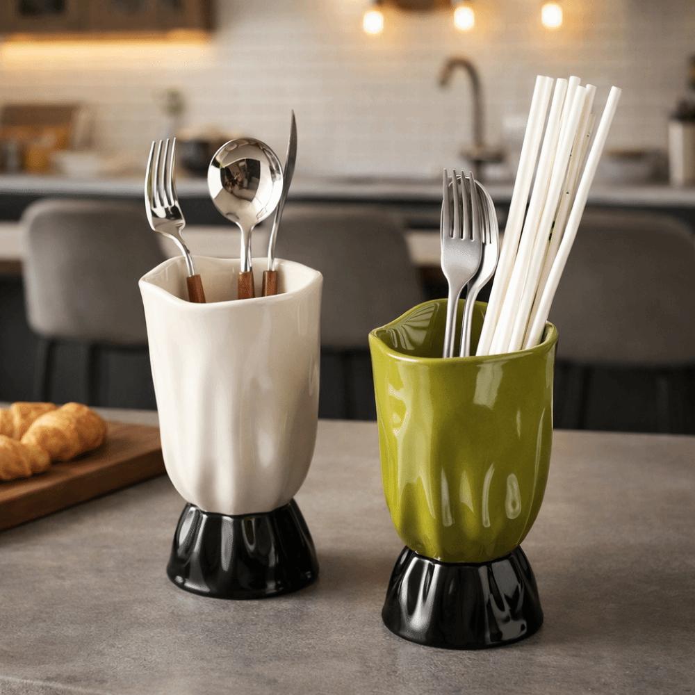 Large Caliber Ceramic Chopstick Holder Drain Chopstick Holder Kitchen Utensils Storage