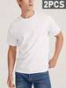 2pcs Summer Men's Solid Color T Shirt All-season Breathable Comfortable Women Tee Casual Oversize O-Neck Trend Short Sleeve Top