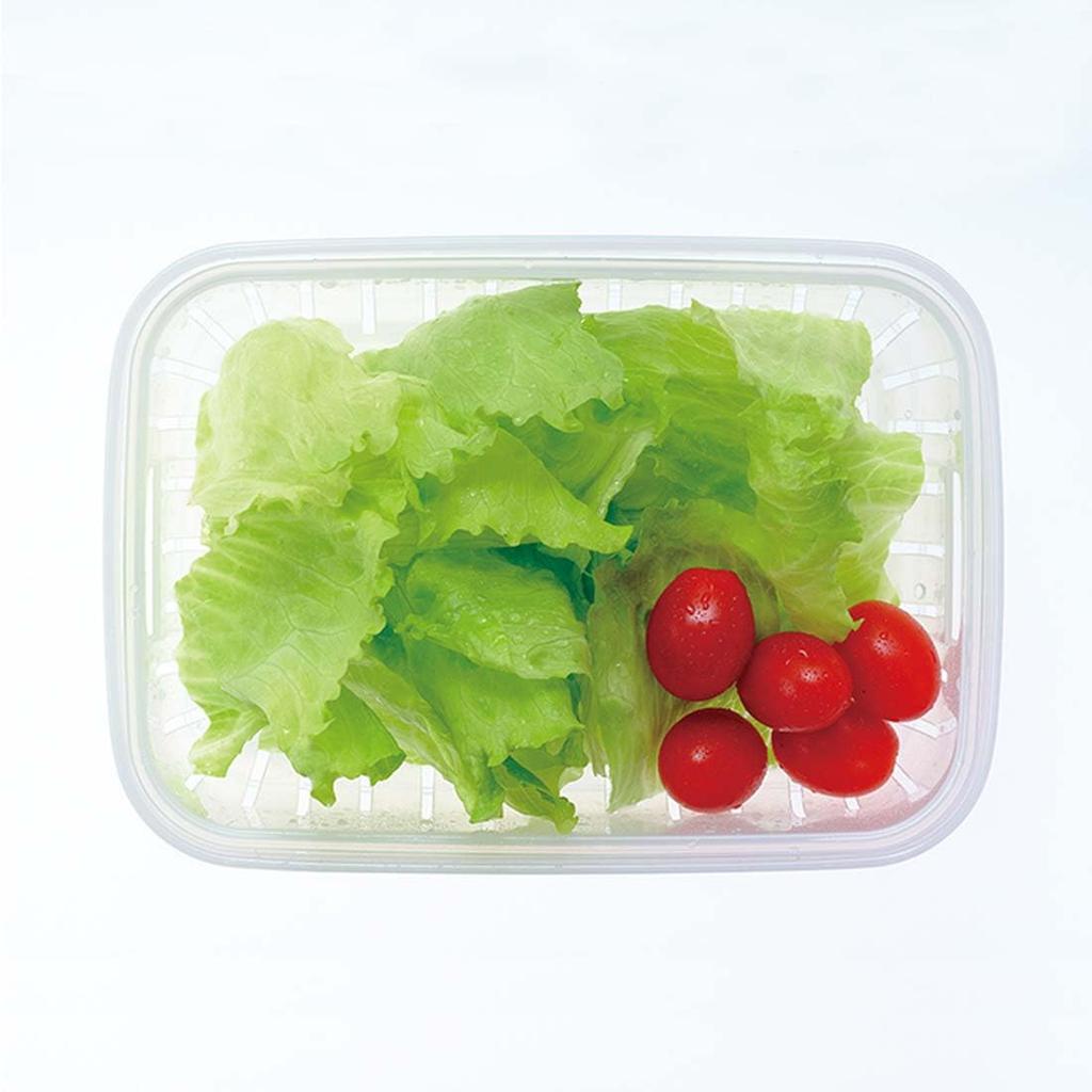 Iwasaki Kogyo Fresh Case Storage with Microwave and Dishwasher Made in NZ Container, Square, Small, Colander, Antibacterial, Safe, 2.1 Liters, Japan,