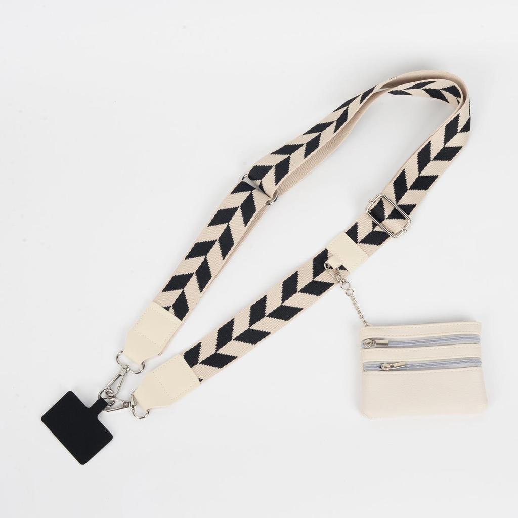 Crossbody Mobile Phone Lanyard Strap with Wide Webbing and Coin Purse