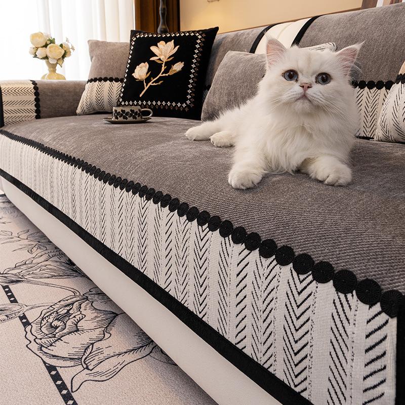 Premium Sense Medieval Sofa Cushion  New Four-Season Universal Chenille Seat Cushion Fixed Non-Slip Cover Cover Cloth