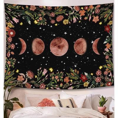 Moonlight Garden Tapestry Plants Flowers Ins Style Wall Hanging Waterproof Fade Proof Bedroom Room Wall Decor Home Decor