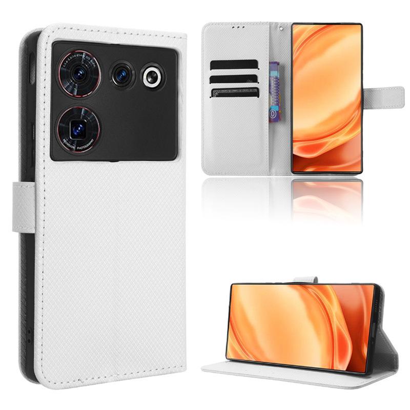 

Кожаный флип-чехол для ZTE nubia Z50 Ultra Leather PU Phone Case противоударный прочный ретро-чехол с ремешком for ZTE nubia Z50 Ultra белый