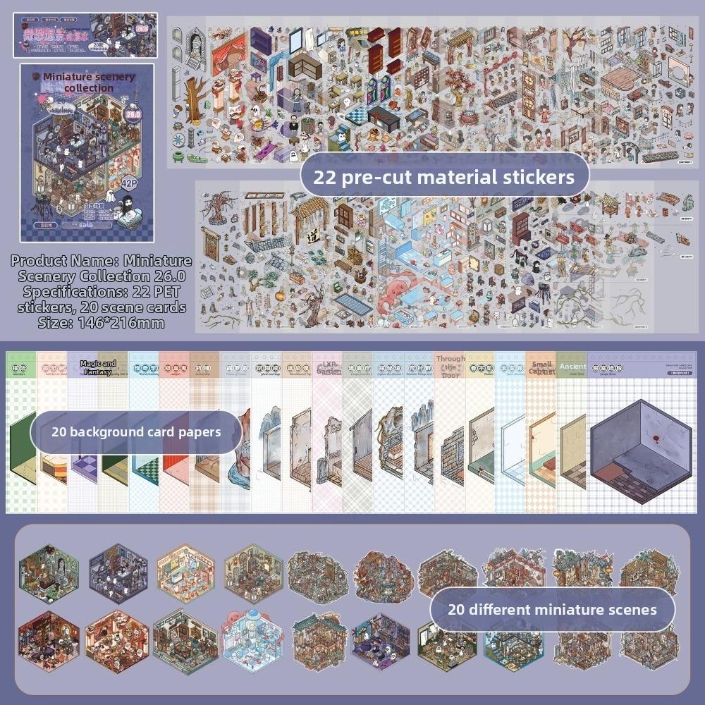 20 Scene Miniature Scene Sticker Book Spooky Theme Landscape Stickers Holiday Gifts