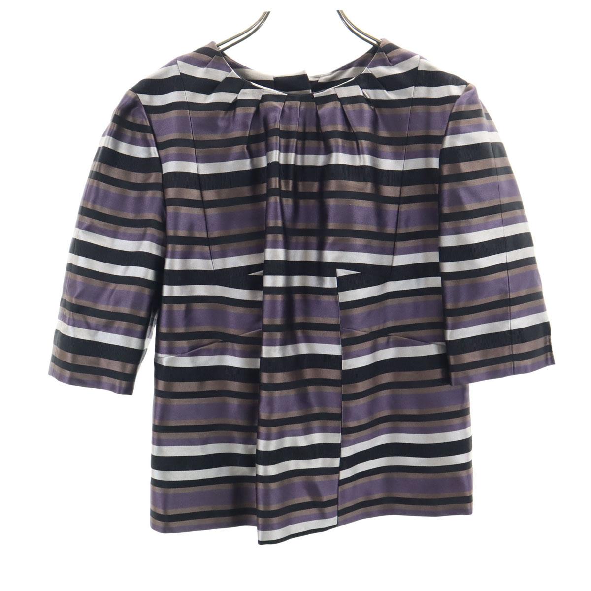 

LOUIS VUITTON French silk blend Border Pattern Five-quarter sleeve blouse Women Used