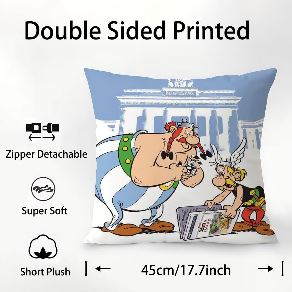 Cartoon A-Asterix And O-Obelix Pillow Case Plush Fabric Soft Double Sided Print Sofa Cushion Cover Throw Pillow Covers