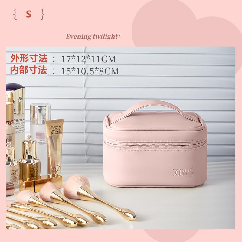 Aylashine Makeup Makeup Bag with Freestanding Round Makeup Cosmetic Vanity Small Item Large Vertical Small Pouch, Handle, Divider, Women's Pouch,