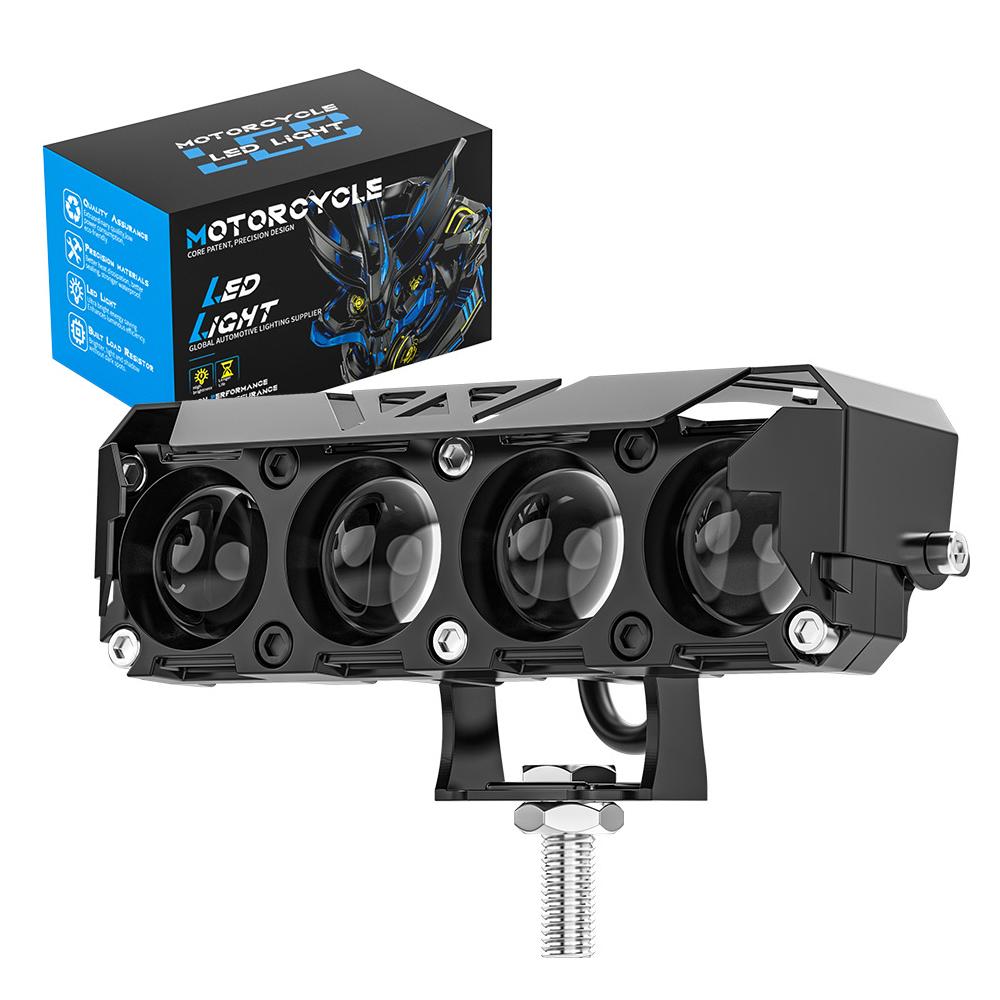 

Motorcycle 4-LED Headlight White+Yellow Light Motorbike Spotlight Front Lamp Type A