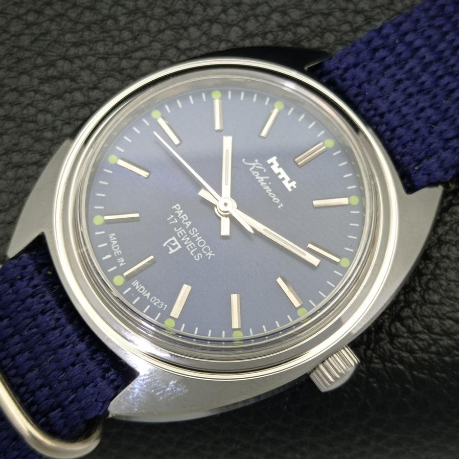 AUTHENTIC HMT HAND-WINDING MENS BLUE DIAL WRIST WATCH A426476-2