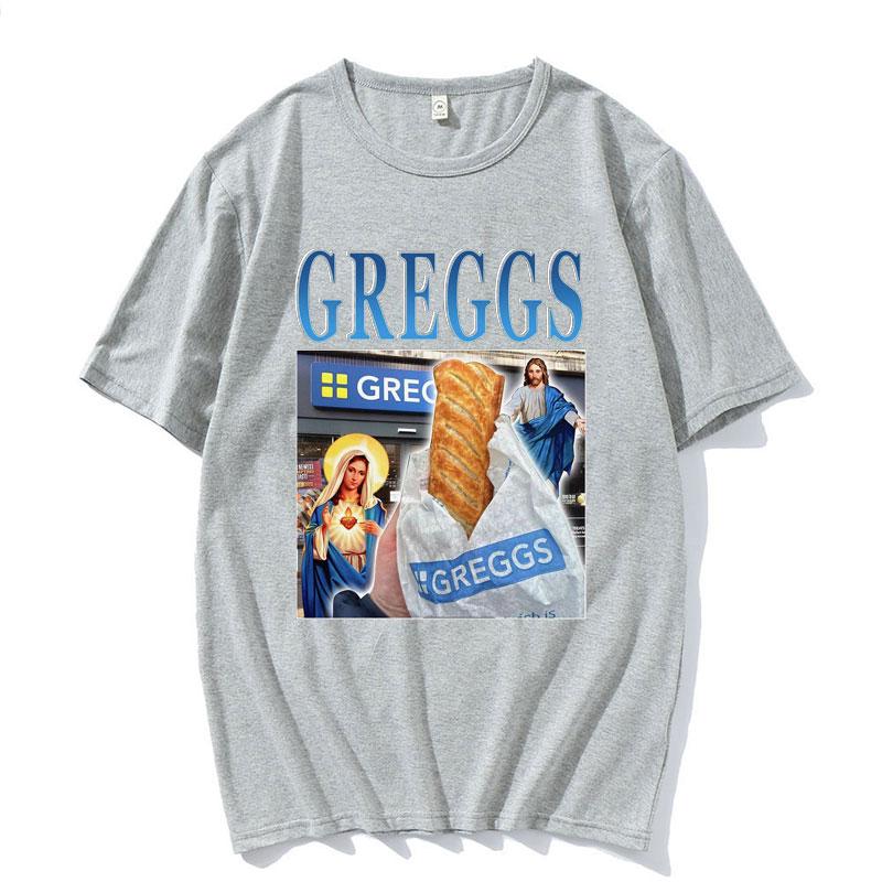 Greggs Homage Bakery Chain Funny Meme Graphic T Shirt Men Women Vintage Clothing Tees Casual Cotton Oversized Tshirt Streetwear