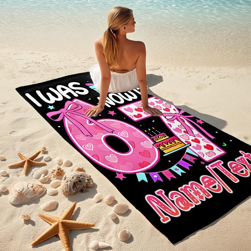 1PC Custom Name Happy Birthday Celebration Beach Towel Highly Absorbent And Sand-Resistant Towel for Swimming, Pool, Yoga, And Travel Lightweight