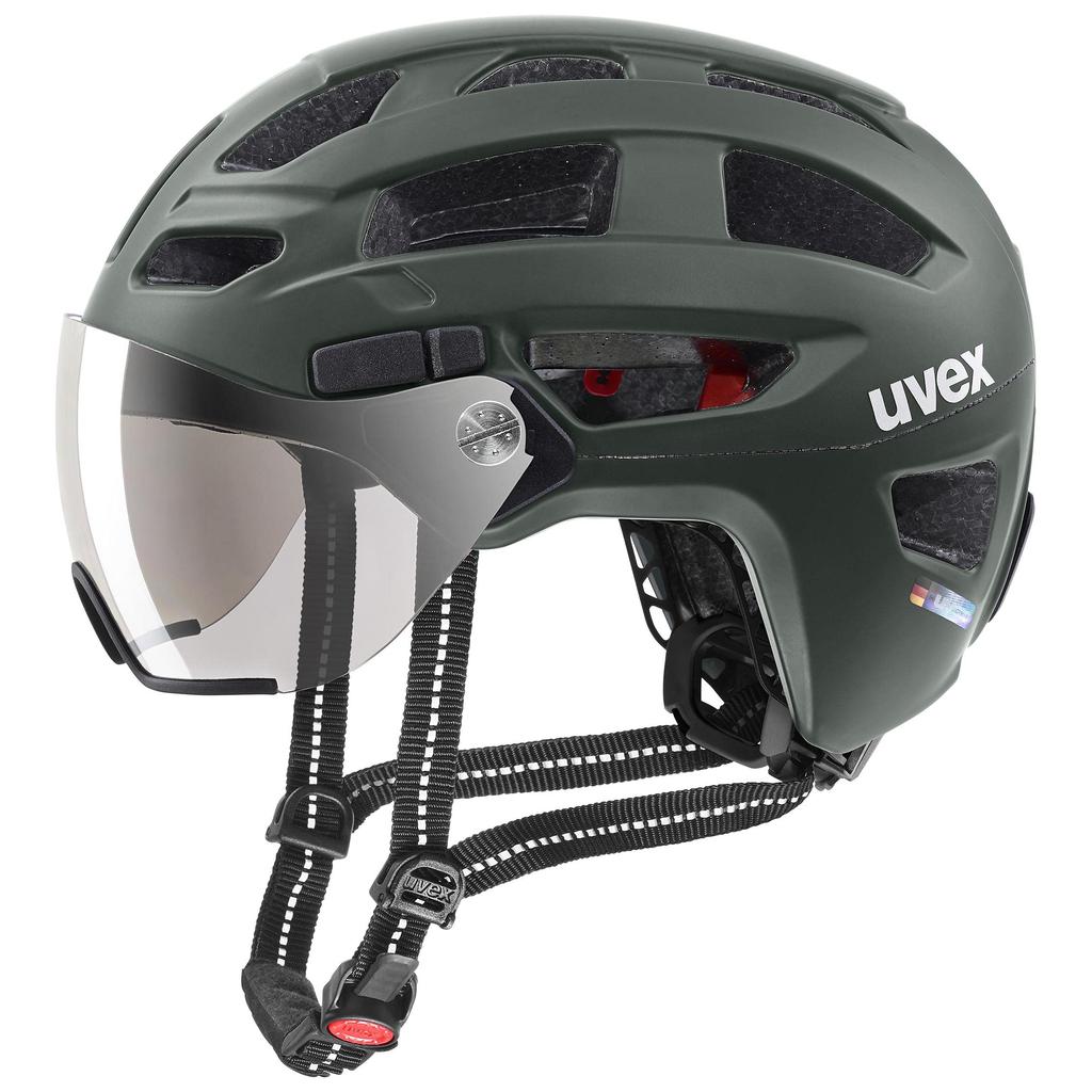 uvex Bicycle Helmet with LED Light CE Made in Finale Visor cm Visor, Included, Certified, Germany, / 56-61