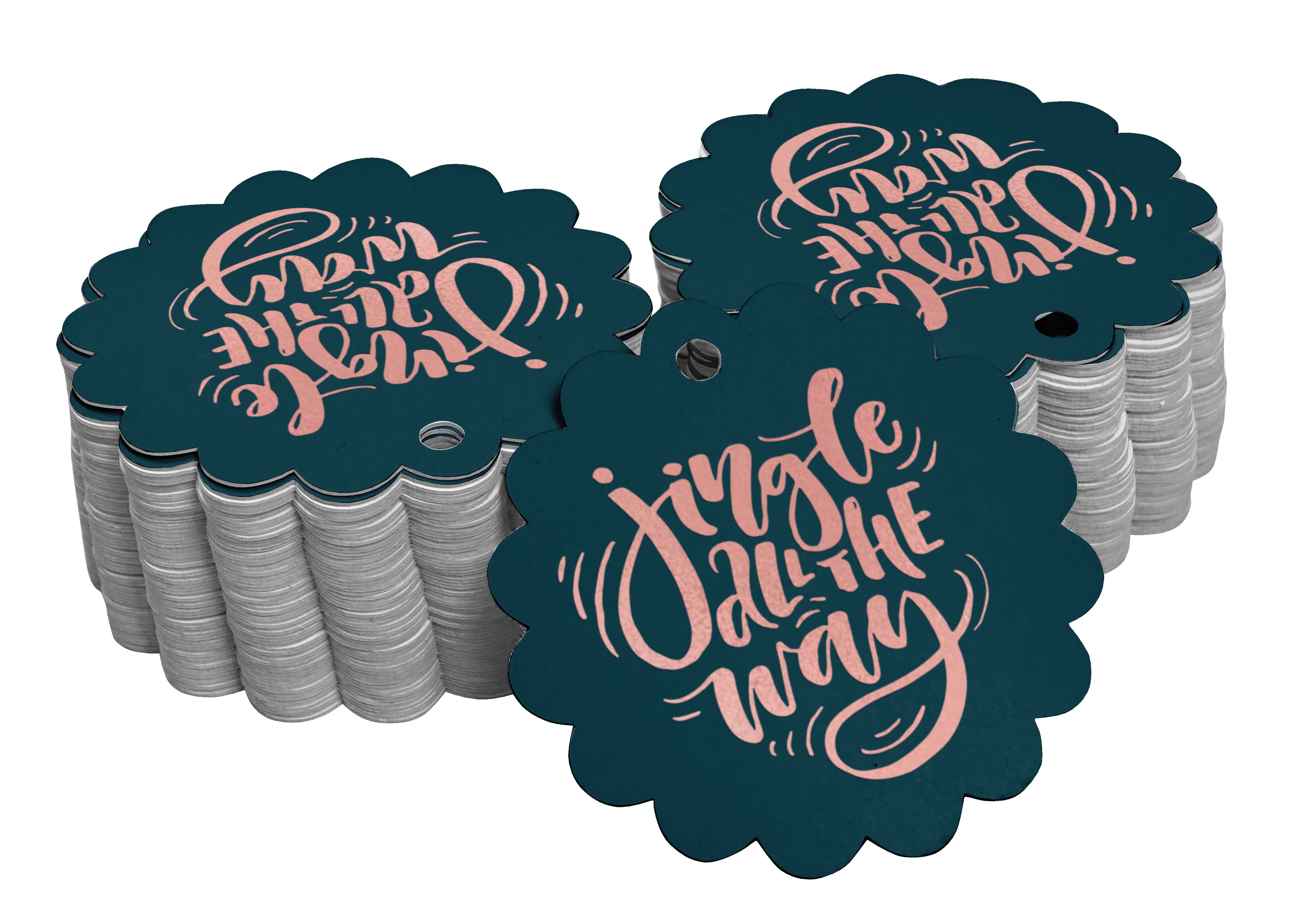 

Inkdotpot Упаковка зі 100 справжніх золотих паперових бірок Jingle All Way Christmas Favor Hang 50 Rose Gold Foil Tags синій