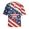 Men's Casual Waffle Knit Short Sleeve Shirt Button Front Patriotic Star Print Lightweight Breathable Summer Top