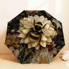 1pc Bee Flowers Automatic Folding Umbrella, Heavy Duty 8 Rib Iron Frame,  Suitable for Travel, Daily Use, Birthday, Decor Gift M0104064