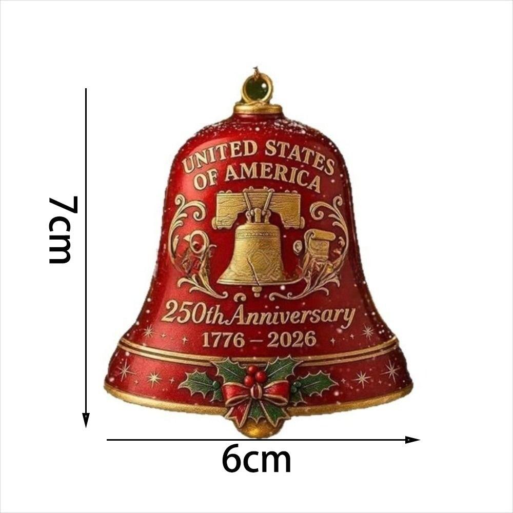 Vintage-Style 250th Anniversary Bell Ornament Portable Decoration with Commemorative Detailing Metal Hanging Bell