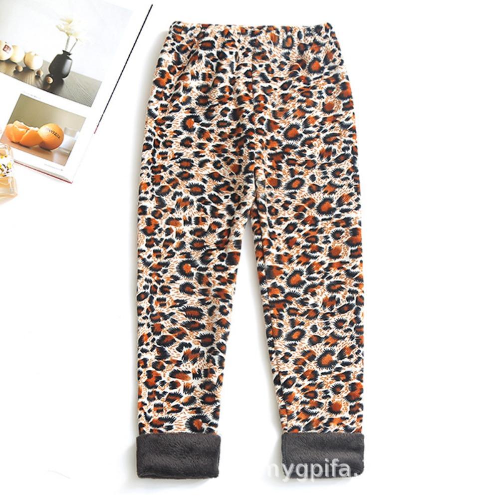 Girls' Fleece-Lined Leggings: Autumn/Winter Children's Printed Slim-Fit Thermal Pants - Outerwear Long Pants