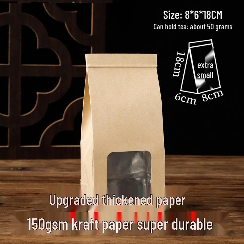 Custom Kraft Paper Tea Bag with Transparent Window and Self-Sealing Aluminum Foil Wire Seal