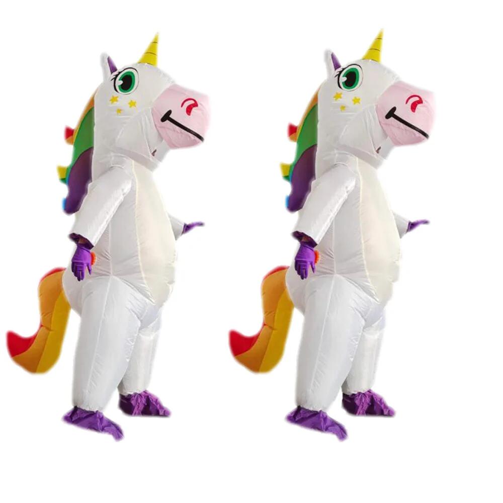 Kids Adult  Cute Unicorn Inflatable Costume Anime Suits Mascot Halloween Party Cosplay Costumes for Man Woman Boys Girls