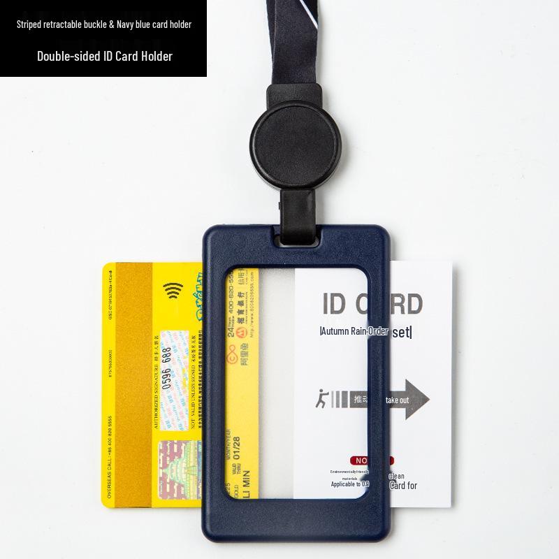 Student ID Card Holder with Retractable Lanyard and Easy-Pull Buckle