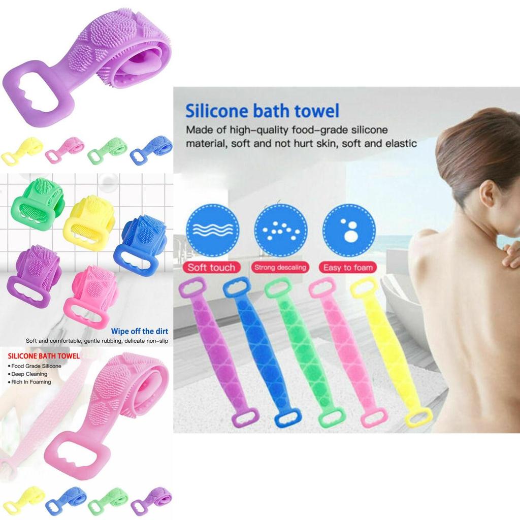 Luxurious Double Sided Back Scrubber Silicone Bath Shower Body Brush With Handle Strap