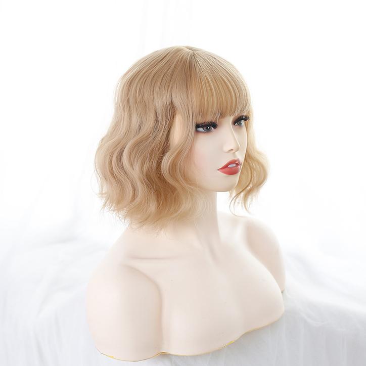 Bybrana Ladies Bangs Waves Short Hair Synthetic Hair Wigs Daily Wear