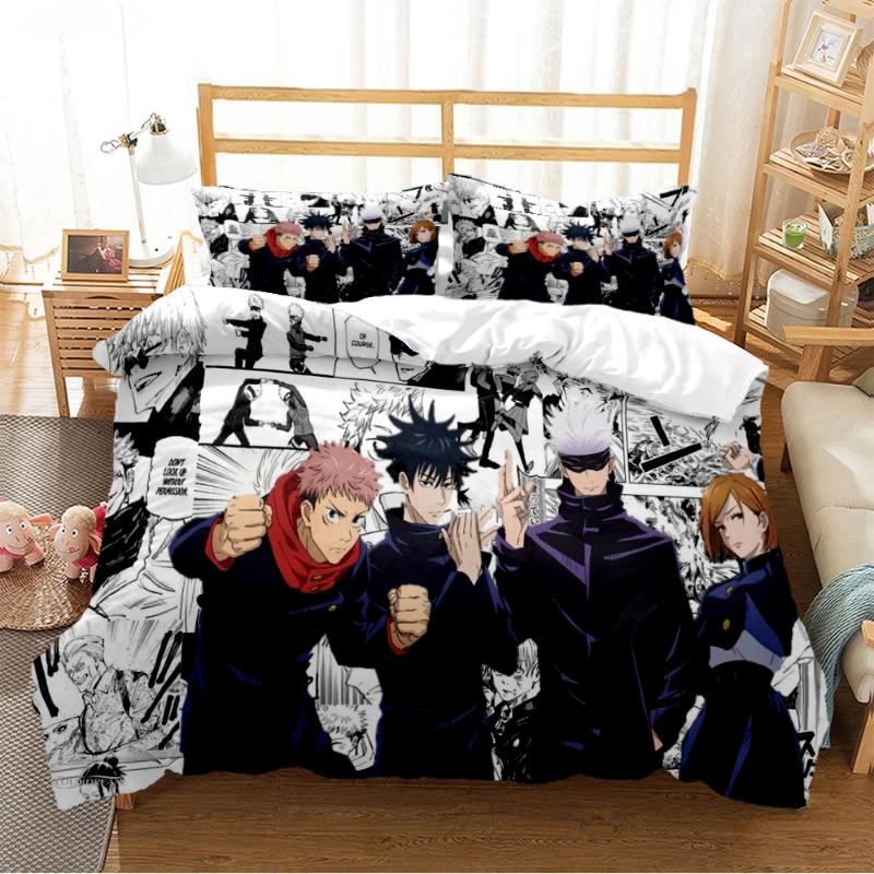 Jujutsu Kaisen Bedding Set Quilt Cover Pillowcase Anime Figure Satoru Gojo Bed Bedroom Duvet Cover Decor Beddings Suit Kids Gift