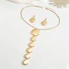 Exaggerated Fashion Irregular Geometric Pendant Necklace Earring Set Y-Shaped Chain Collarbone Jewelry Set