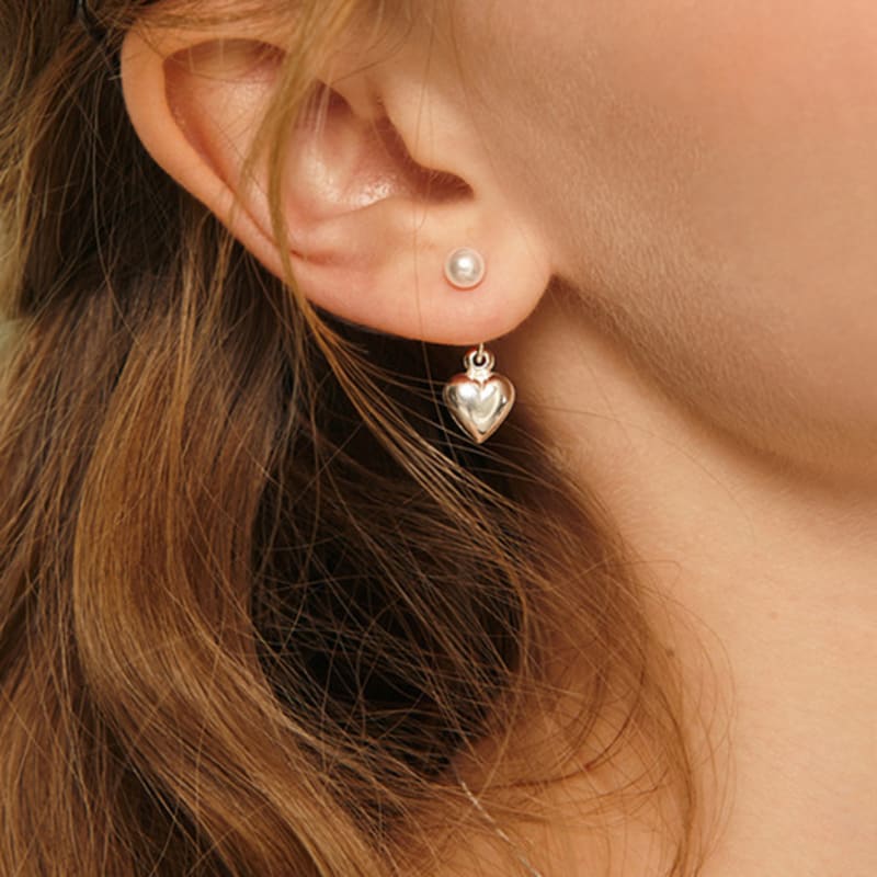 

murmur [925silver]Pearl heart twoway drop earring gold