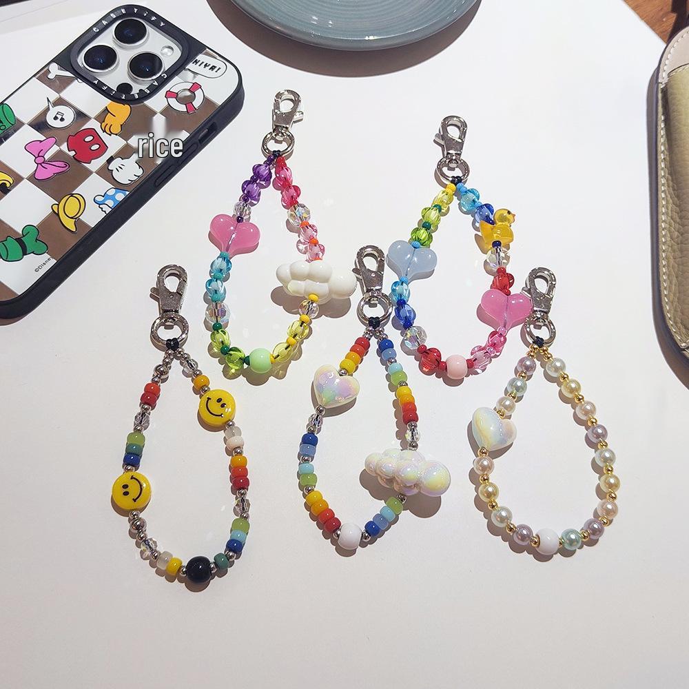 Portachiavi con Cuore Colorato e Perline: Accessorio carino e versatile in stile giapponese/coreano