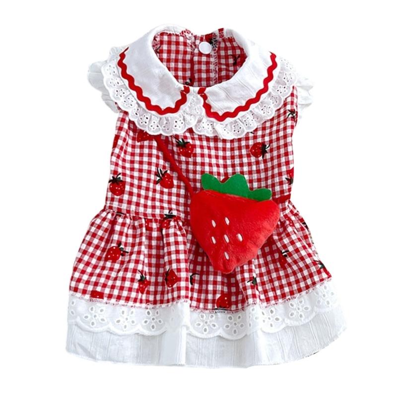Lovely Strawberry Pet Outfit Fashion Small Pet Dress Eye Catching Pet Dress for Fashion Small Dogs and Cats