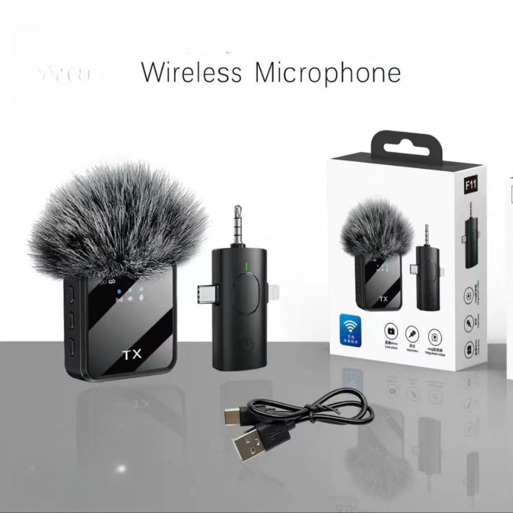 1SET New Collar Clip Microphone Three-in-one Wireless Microphone Short Video Shooting Mobile Phone Noise Reduction Live Microphone