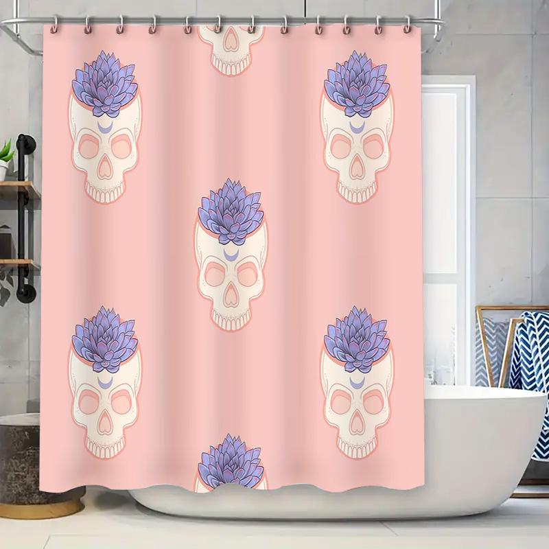 

Skull Cactus Shower Curtain Desert Botanical Floral Skull Home Decor Bathroom Set Vintage Gothic Spooky Halloween Themed Backdro W60H190(CM)-1 Pcs