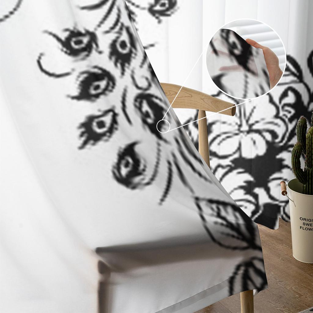 Ramură de Arbore Păun Flori Hibiscus Perdele Transparente din Șifon pentru Camera de Zi Dormitor Perdea de Fereastră Voaluri Tulle Cortinas