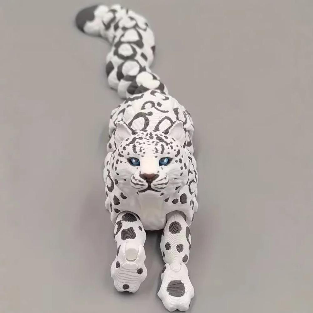 3D Printed Snow Leopard Figurines Ornaments Realistic Wild Animals Figurines Animal Models Home Desk Decoration