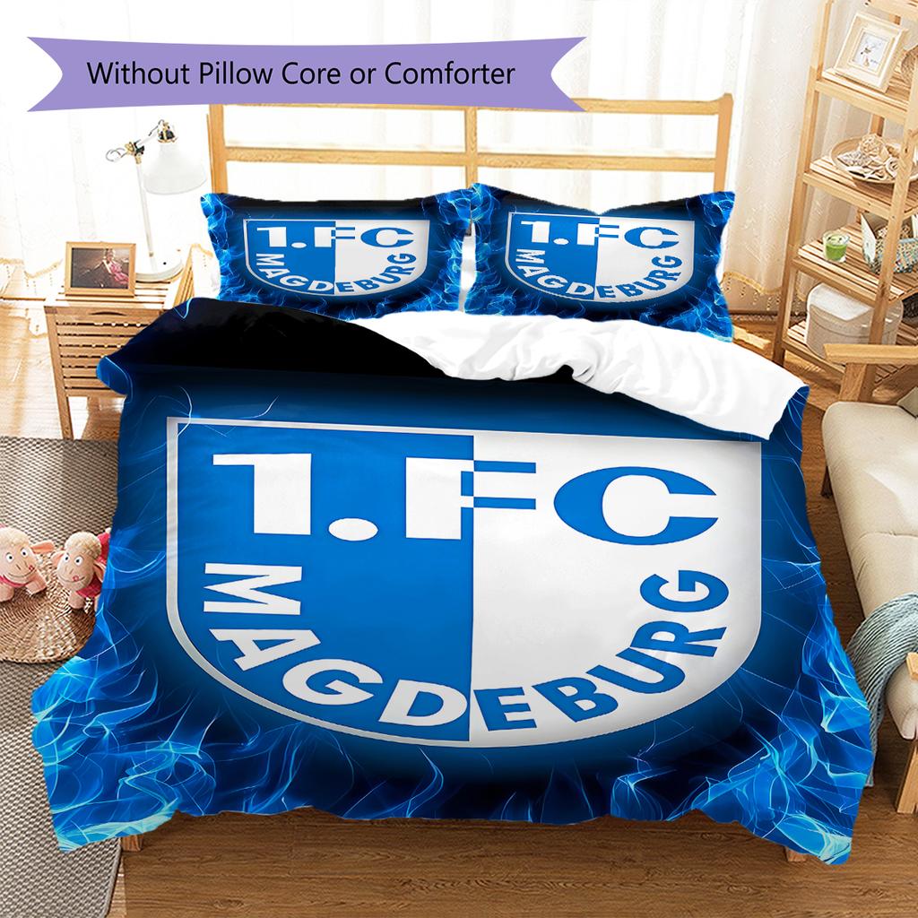 1. FC Magdeburg Pattern Bedding,Quilt Set Quilt Cover Pillowcase Home Birthday Gift (1 * duvet cover + 2 * pillowcase, without core)