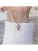 1pc Rose Gold Pink Diamond Rose Necklace  Minimalist Fashion Jewelry, Stylish Pendant Chain Suitable for Daily Wear, Party & Gat