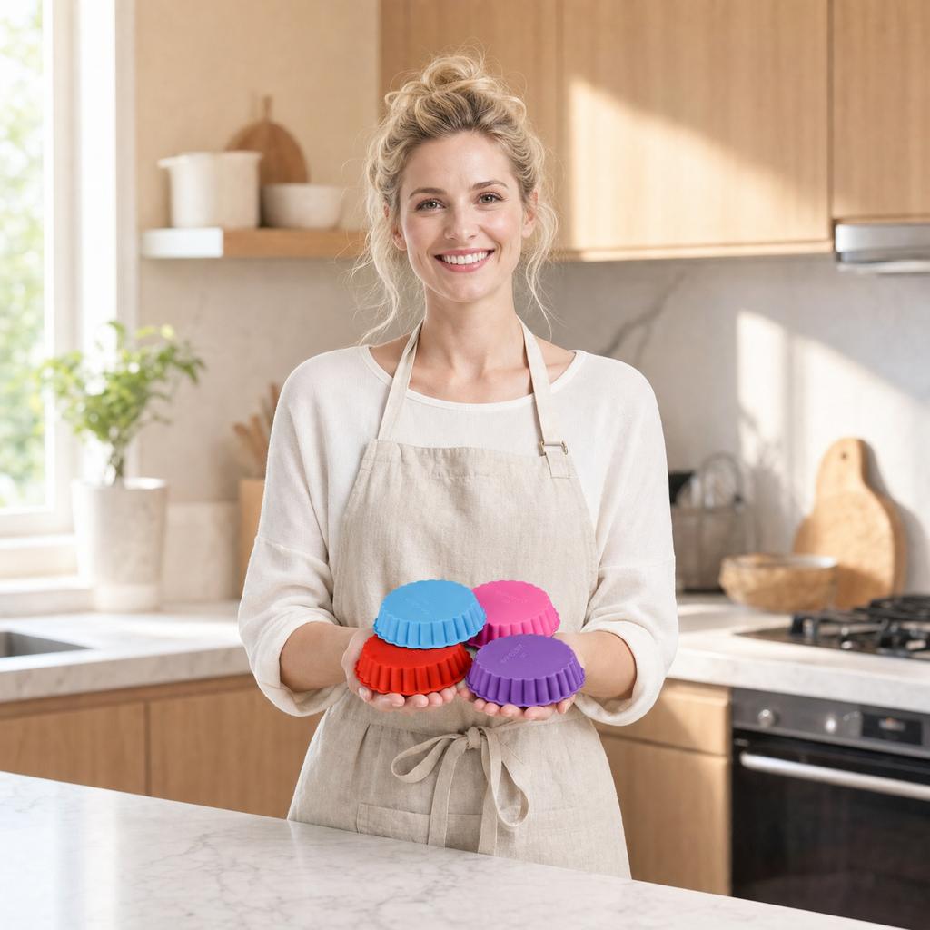 Silicone Round Cake Mold Set Flexible Non-Stick Baking Pans Heat Resistant Durable Kitchen Bakeware for Muffins Tarts and Desserts