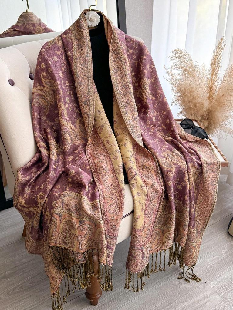 New Pashmina Women Scarf Bohemia Paisley Shawl Wrap Paisley Jacquard Flowers Cashmere Classic Tassels 70X190Cm