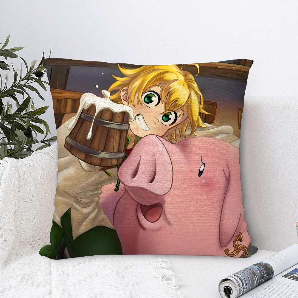 Anime 7 D-Deadly S-Sins Pillow Case Sofa Decorative Home Double-sided Print Plush Square Throw Pillow Covers Cushion Decor Cover