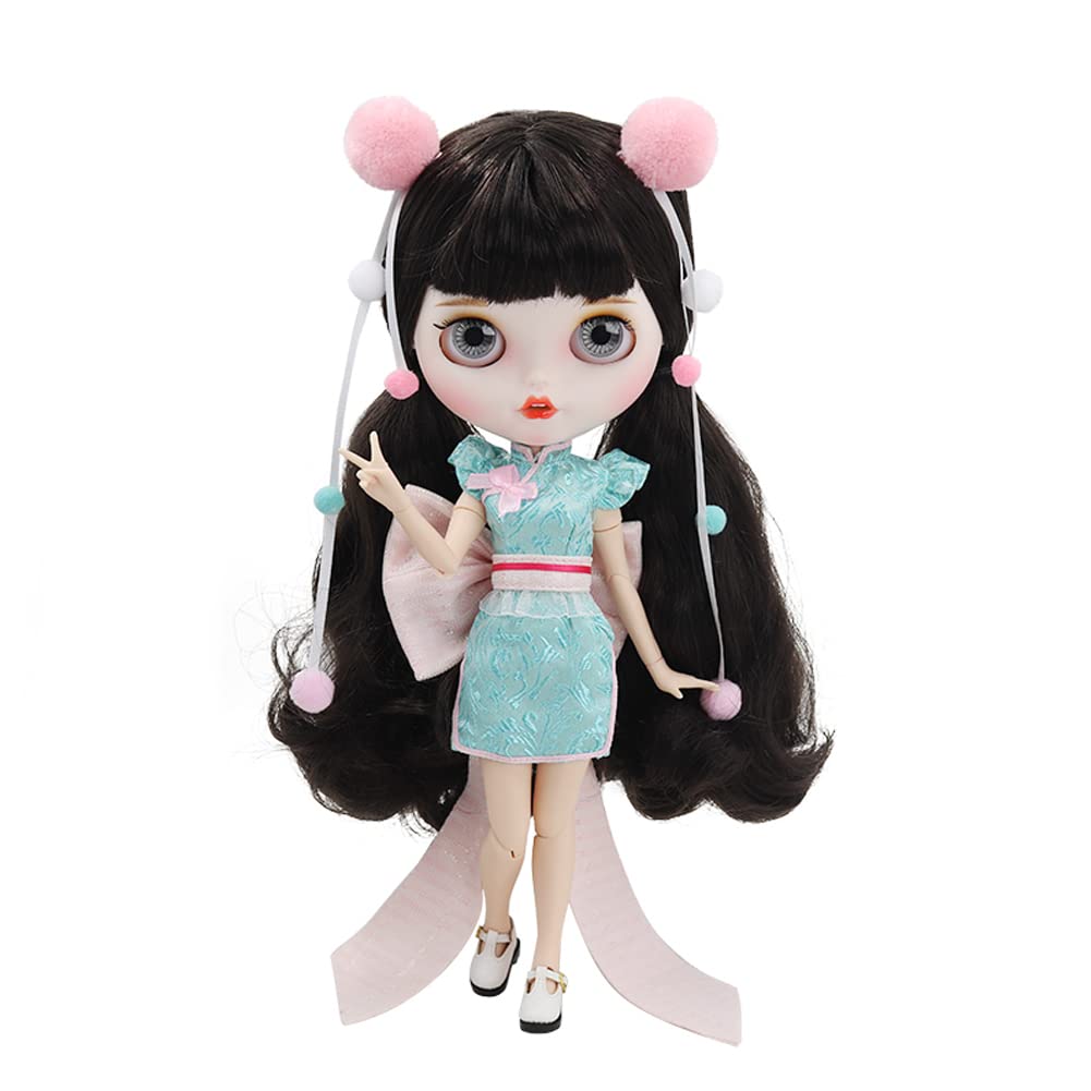 rakulifey Blythe clothes, dress, Neo Blythe costume, Chinese dress, outfit, ribbon, Obitsu 24 universal, hair accessory, 3-piece set