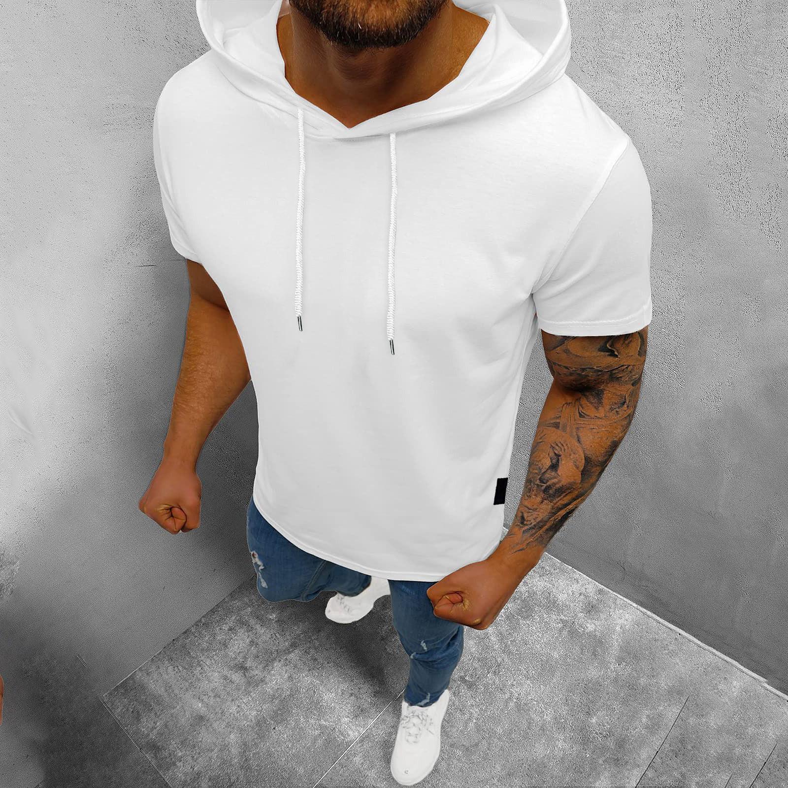 

Мужская уличная мускулистая футболка с коротким рукавом и принтом, модная модная футболка XL белый