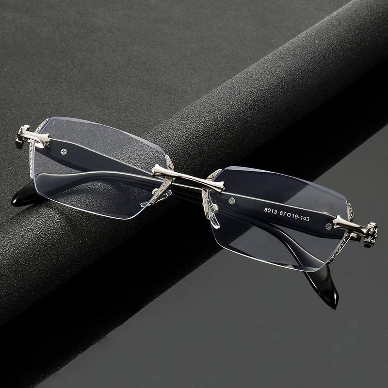 Fashion Harajuku Style Myopia Glasses 0~400 Men Women Anti Radiation Cutting Anti Blue Light Rimless Presbyopia Eyewear