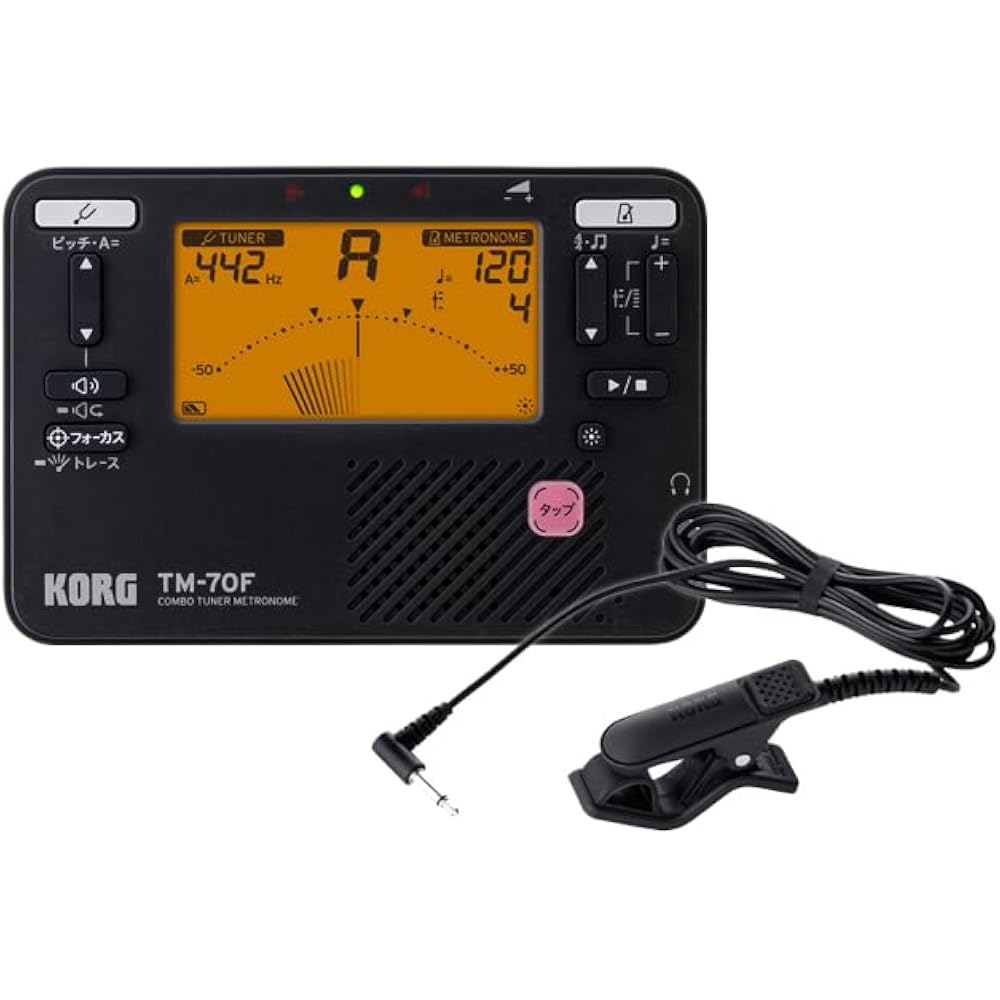 Korg Tuner Metronome TM-70F BK + Tuner Mic CM-400 BK Set Black