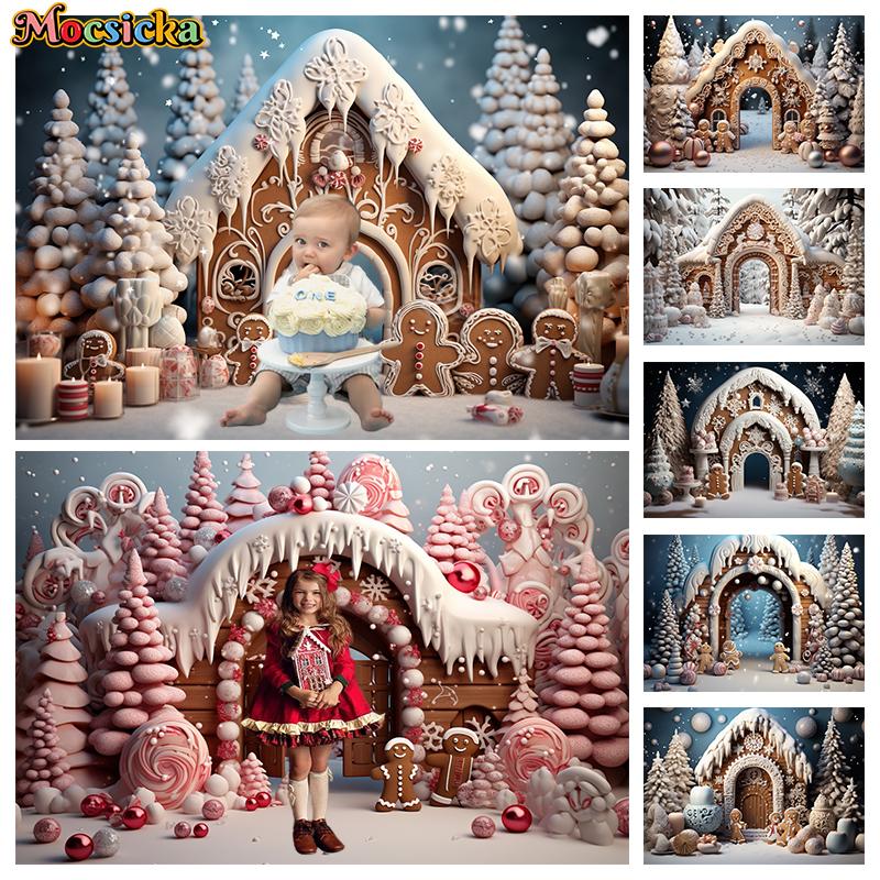 Mocsicka Christmas Photo Background Xmas Tree Snow Decors Family Holiday Party Baby Shower Boy Girl Photography Backdrops Banner142