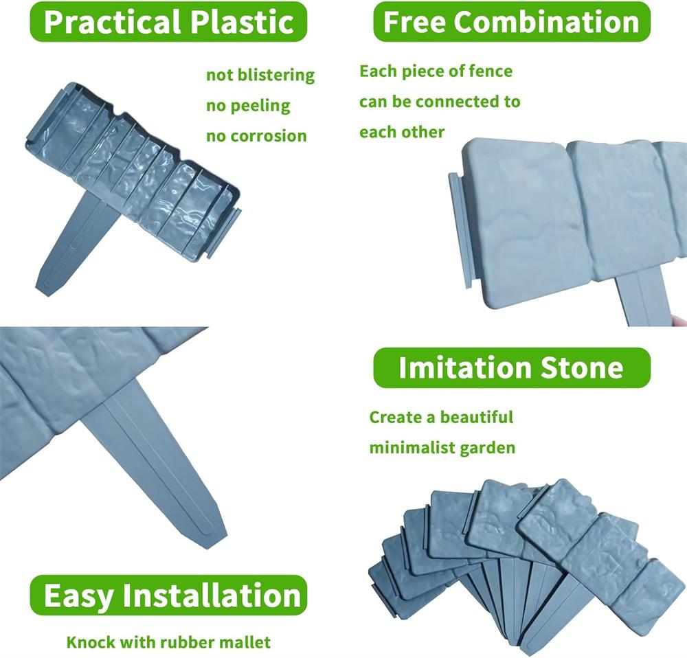 10Pcs/20Pcs/30Pcs Home Garden Border Edging Plastic Fence Stone DIY Yard Landscape Plant Fence Lawn Flower Plant Bed Decoration