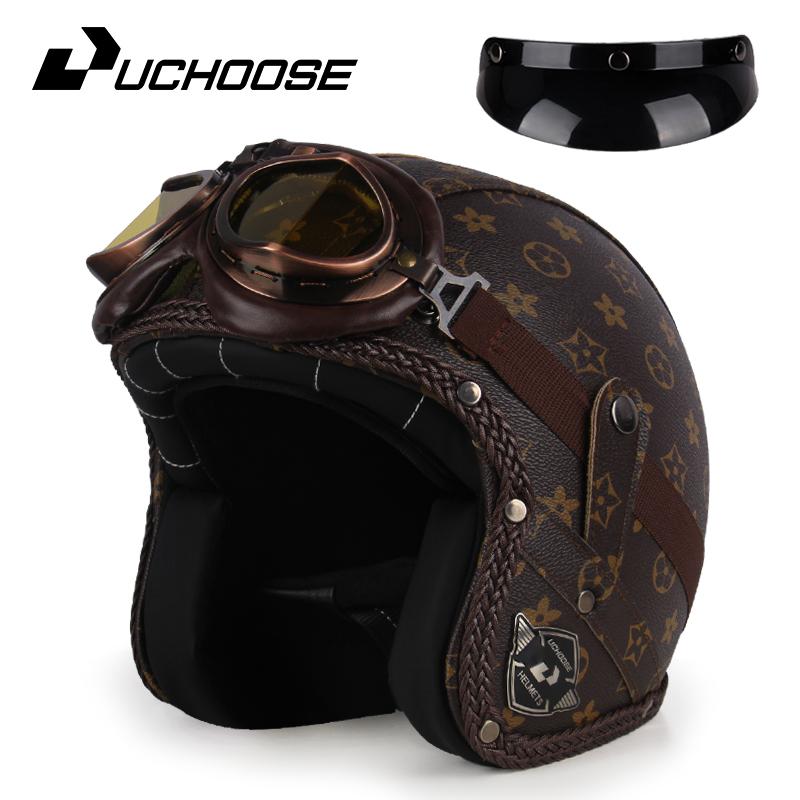 DOT Approved Vintage Motorcycle Helmet 3/4 Open Helmet Scooter Capacetes Motorcycle Equipment