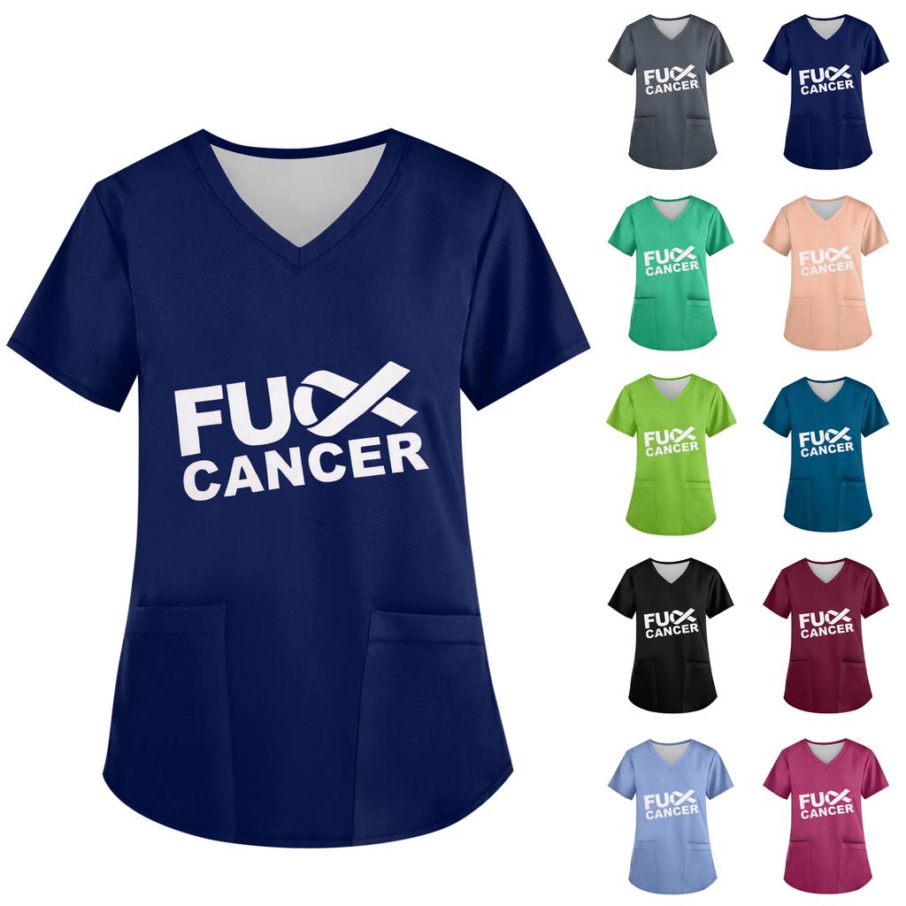 Women's V-Neck Short-Sleeve Pocketed Top With Side Slit