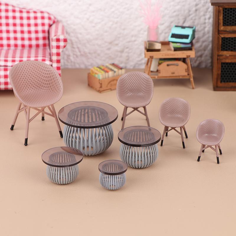 1Pc Puppenhaus Zubehör Dekoration Spielzeug Puppenhaus Miniatur Simulation Balkon Rattan Stühle Tische und Stühle Möbel Modell