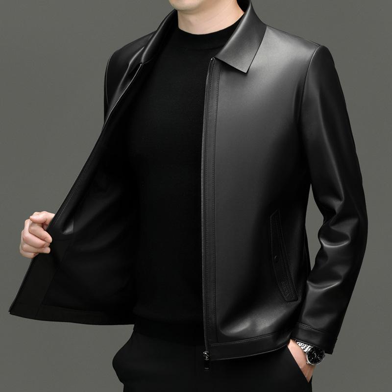 Light Luxury Leather Leather Jacket Men's Casual Large Size Men's Sheepskin Top Leather Jacket Trendy